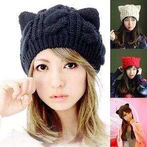 😸Knit Cat Ear Beanie Purrfectly Fab